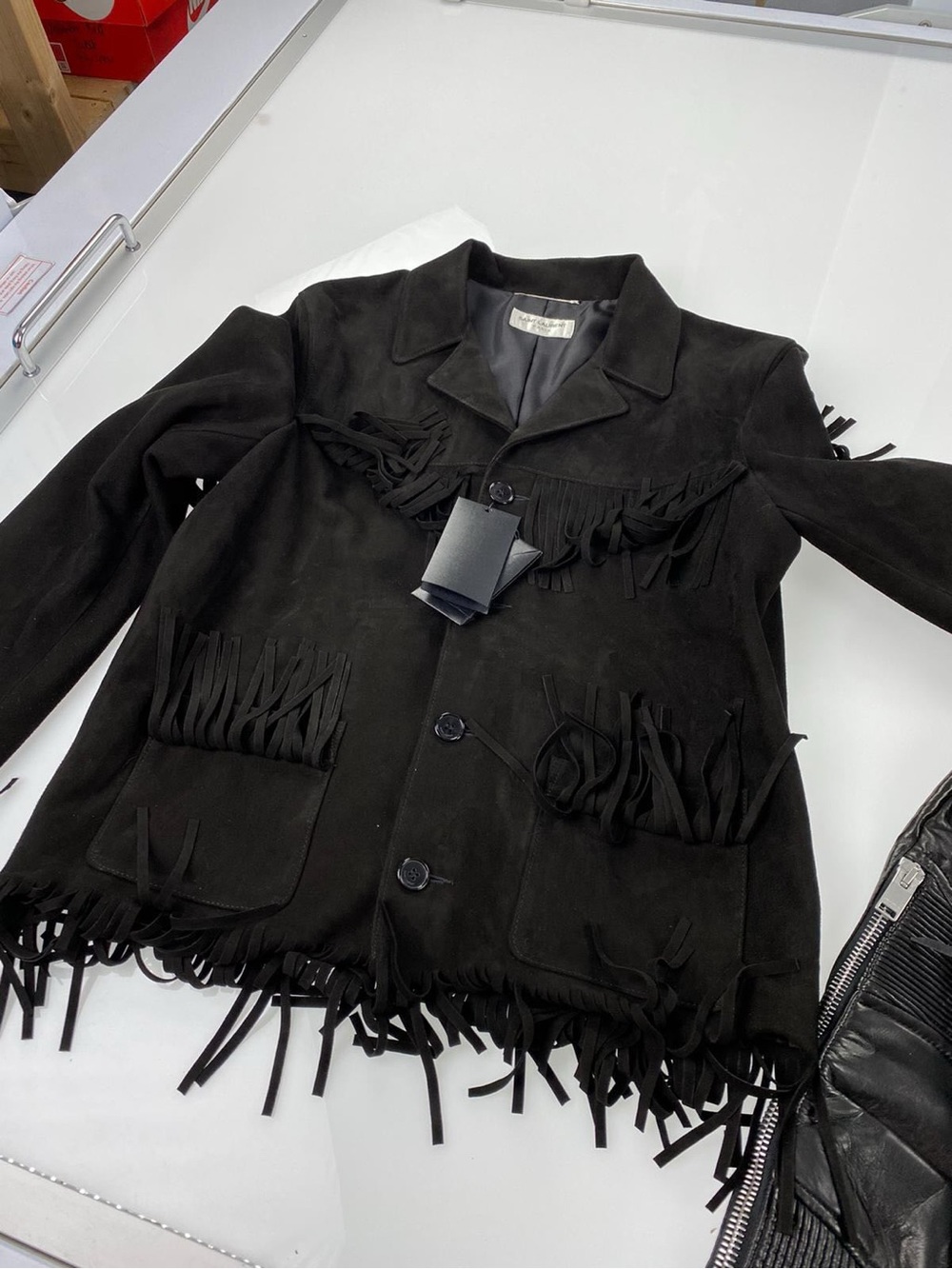 Saint Laurent Black Suede Fringe Jacket
